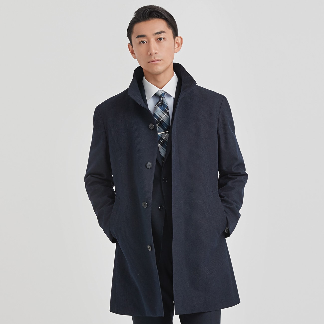 アウトレット ライナー取外可 織柄 合繊スタンドカラー コート メンズ O48 48aksk902 Orihica 公式通販