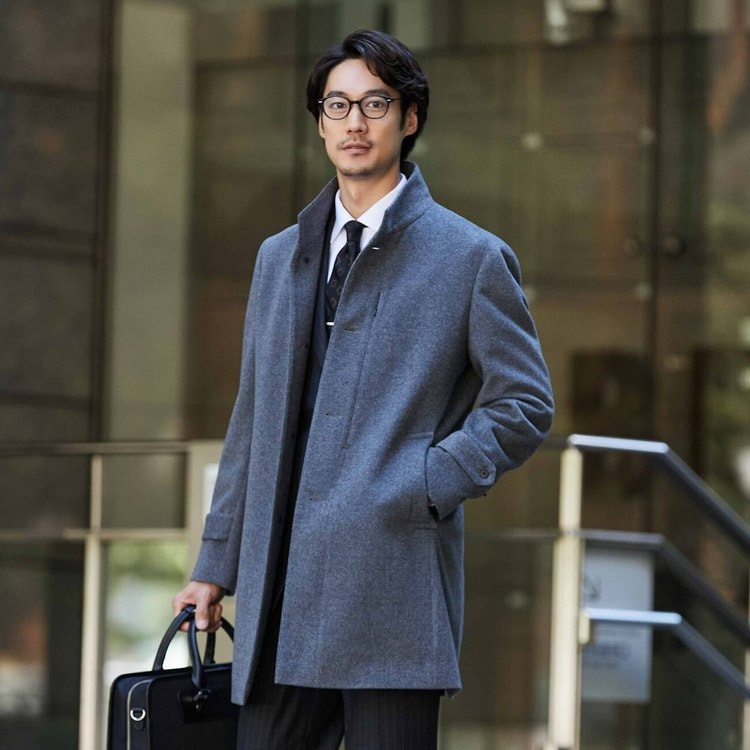 アウトレット ビジカジ 吸湿発熱 ウール スタンドカラーコート グレー O48 48aktk012 Orihica 公式通販