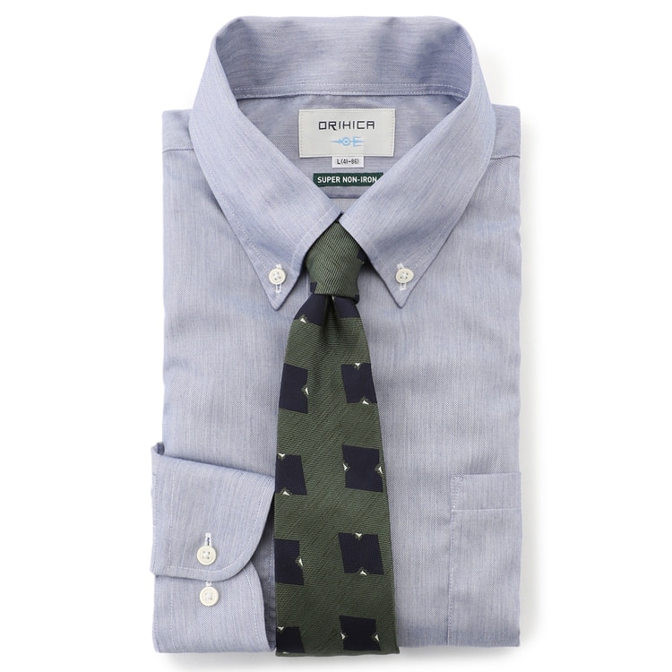 スーパーノンアイロンコットン 紺 ボタンダウン ワンピースカラーシャツ シャンブレー O49 Fslb3x54 Orihica 公式通販
