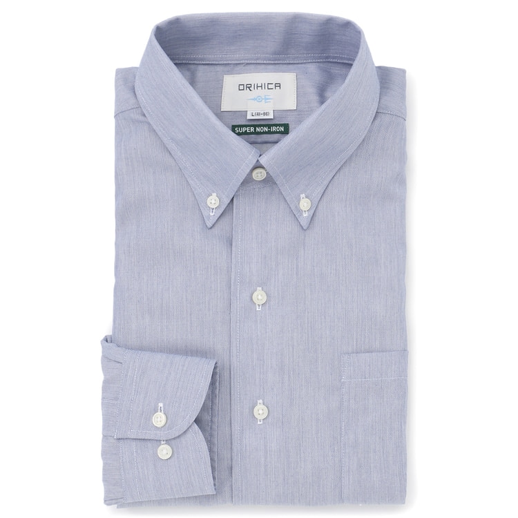 スーパーノンアイロンコットン 紺 ボタンダウン ワンピースカラーシャツ シャンブレー O49 Fslb3x54 Orihica 公式通販