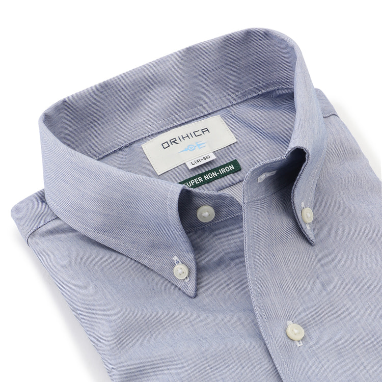 スーパーノンアイロンコットン 紺 ボタンダウン ワンピースカラーシャツ シャンブレー O49 Fslb3x54 Orihica 公式通販