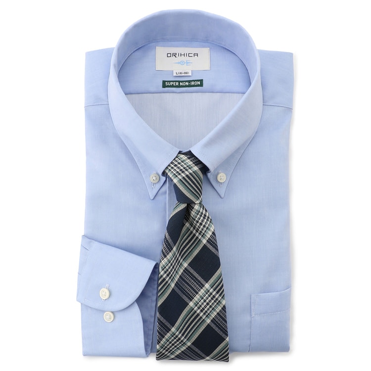 スーパーノンアイロンコットン ブルー ボタンダウン ワンピースカラーシャツ シャンブレー O49 Fslb3x55 Orihica 公式通販