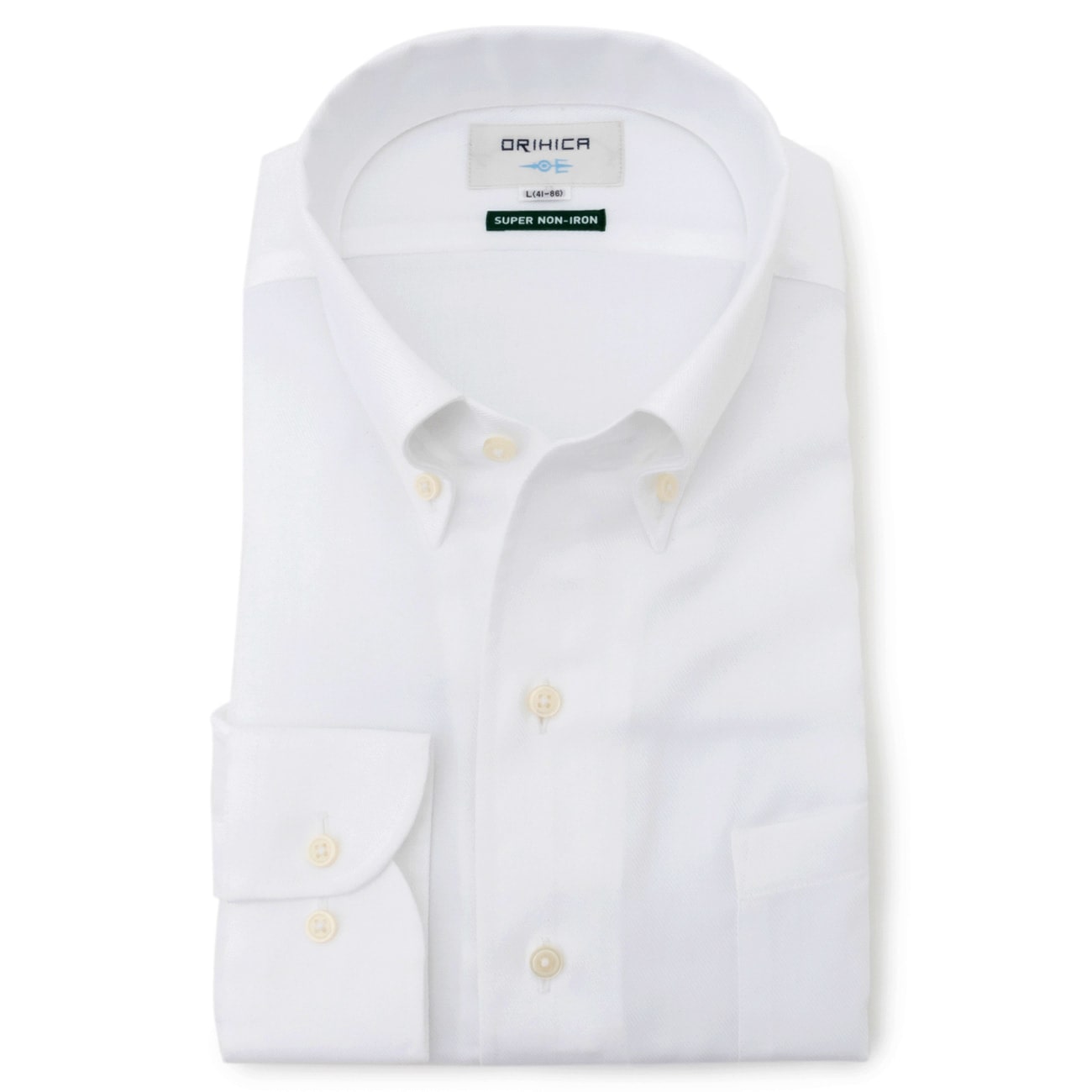 スーパーノンアイロンコットン 白 ワンピースカラー ボタンダウンシャツ ストライプ 織柄 O49 Fslb6127 Orihica 公式通販