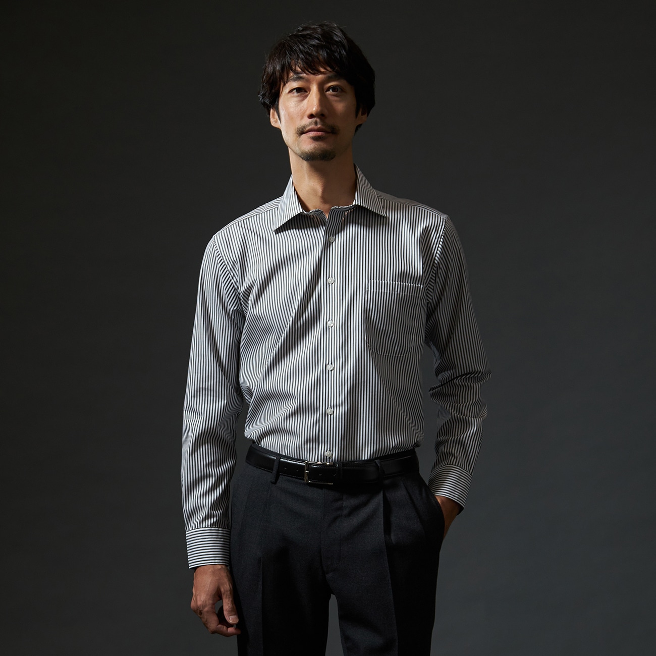 ORIHICA LUXE LINEシャツ ワイドカラー ストライプ|O49_FSLW5516