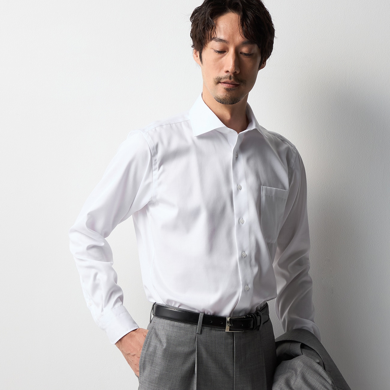 ORIHICA　LUXE LINEシャツ ワイドカラー 無地