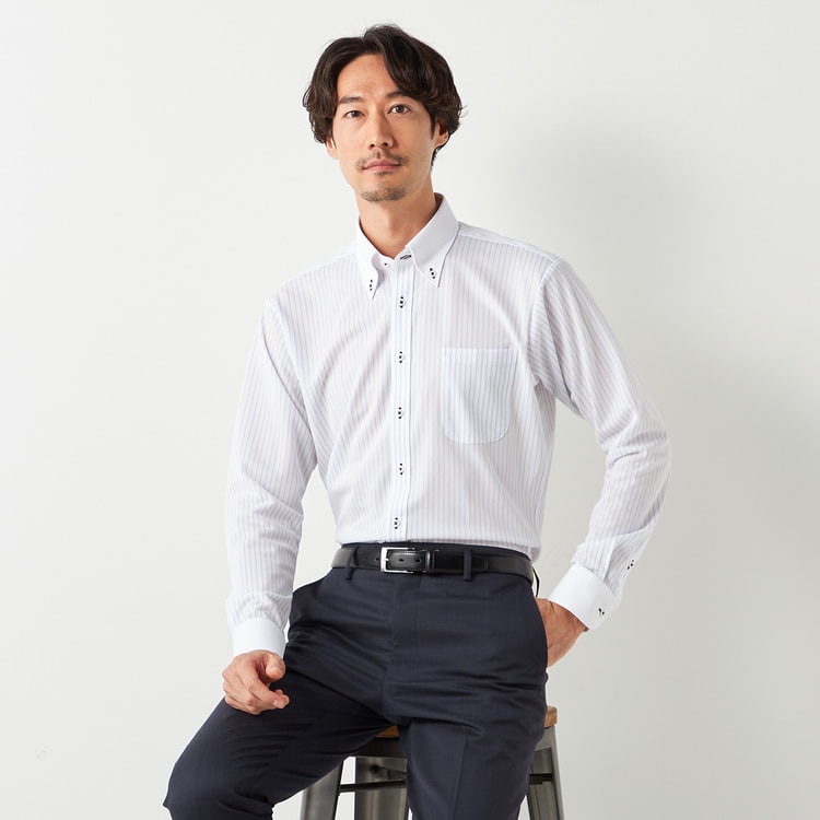 アウトレット]スーパーノンアイロンストレッチシャツ ボタン