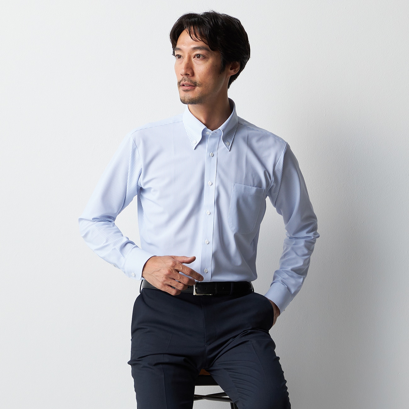 美品 MY WEAKNESS 24AW SHAUN SHIRT ストライプ MY WEAKNESS / SHAUN SHIRT BLUE STRIPE