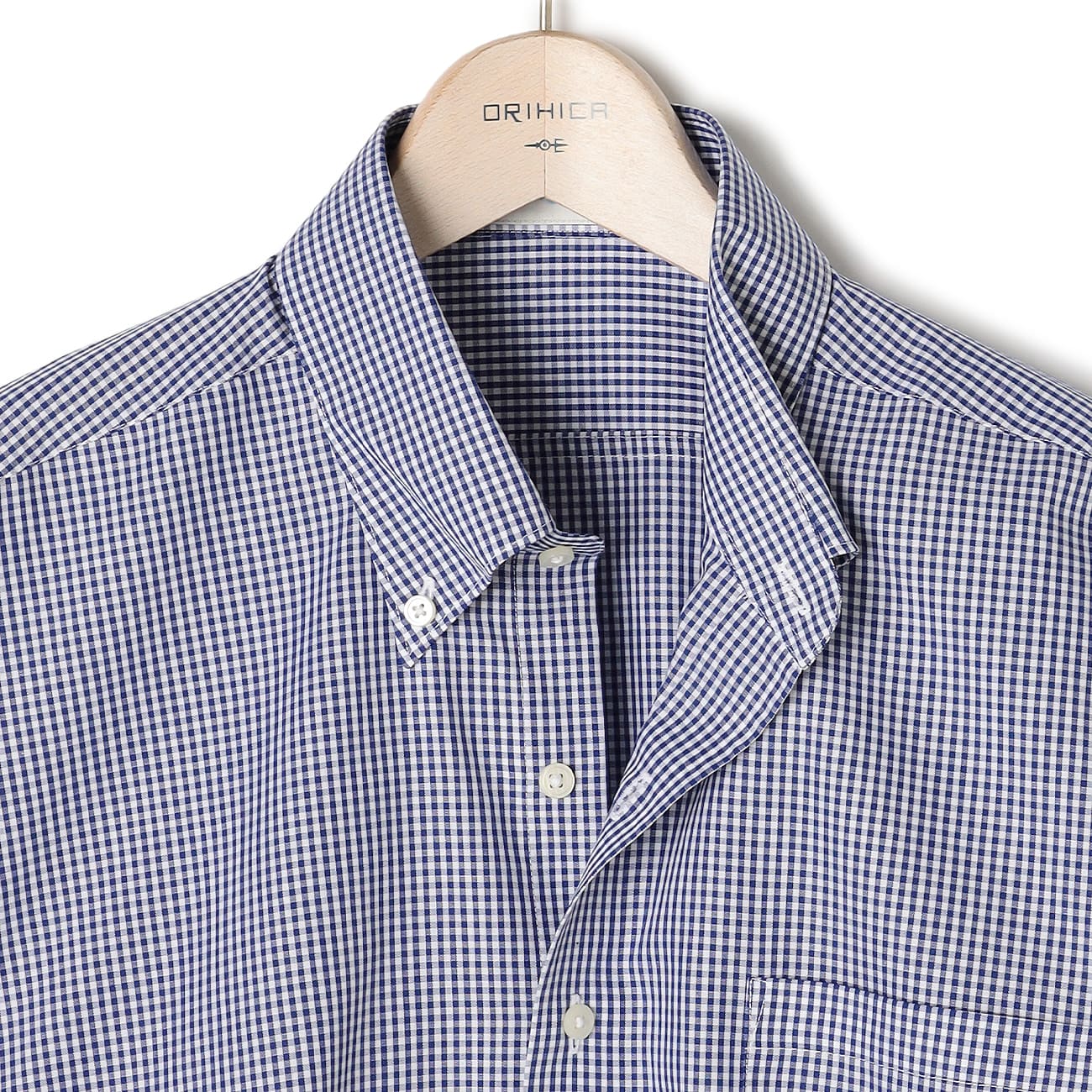 半袖スーパーノンアイロンコットンシャツ 紺ボタンダウン ギンガムチェック O49 Mssb7218 Orihica 公式通販