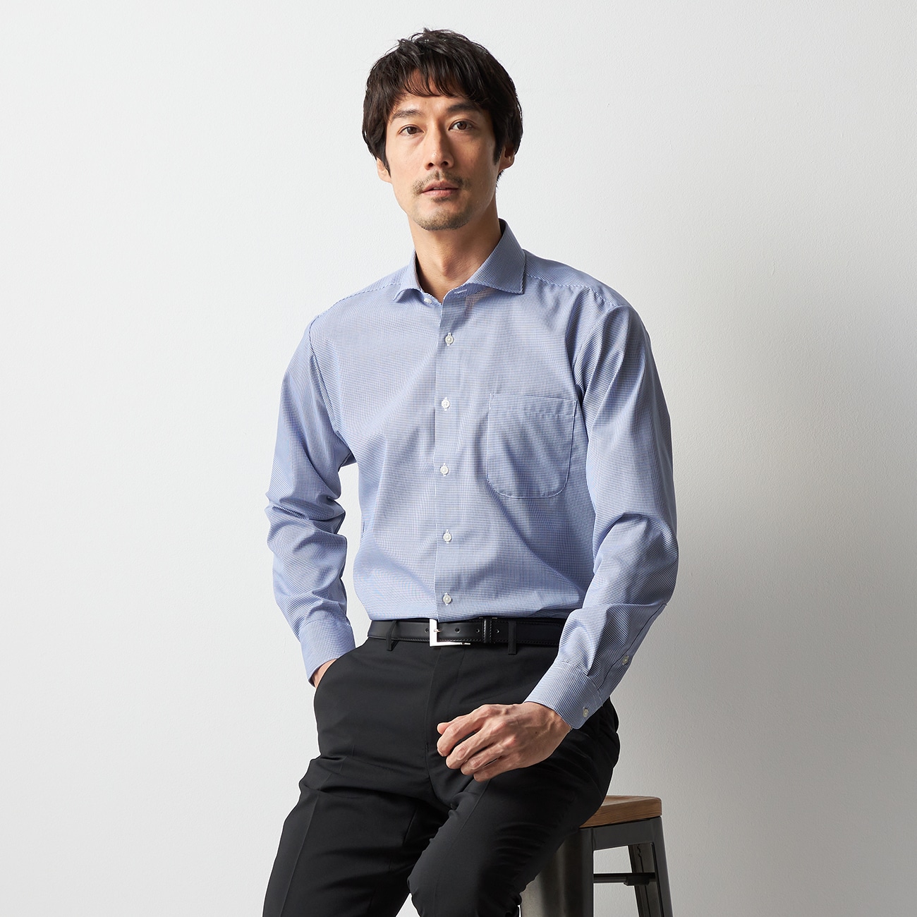 スーパーノンアイロンコットンシャツ カッタウェイ チェック