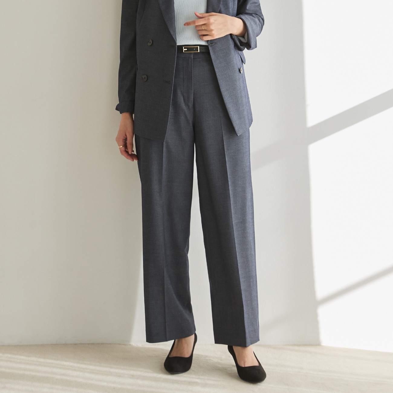 THE THIRD SUITS ワイドパンツ デニム調