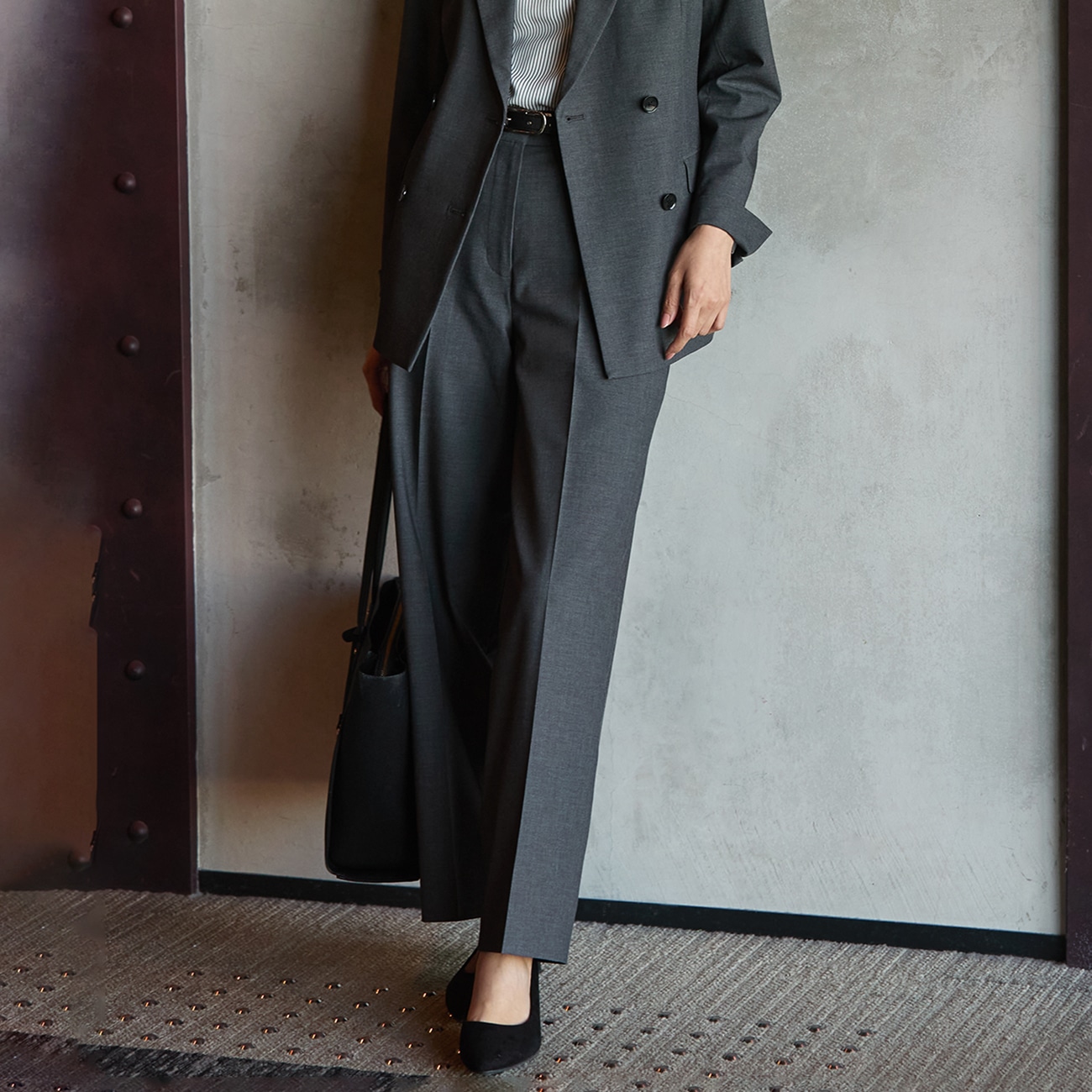 THE THIRD SUITS ワイドパンツ シャンブレー