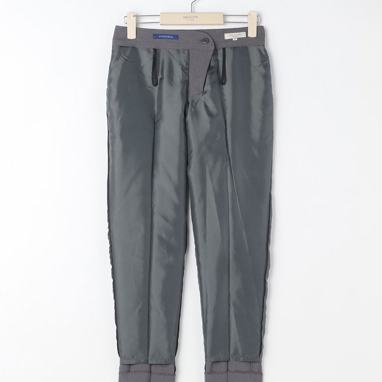 洗えるストレッチセットアップ 織柄 クロップドパンツ