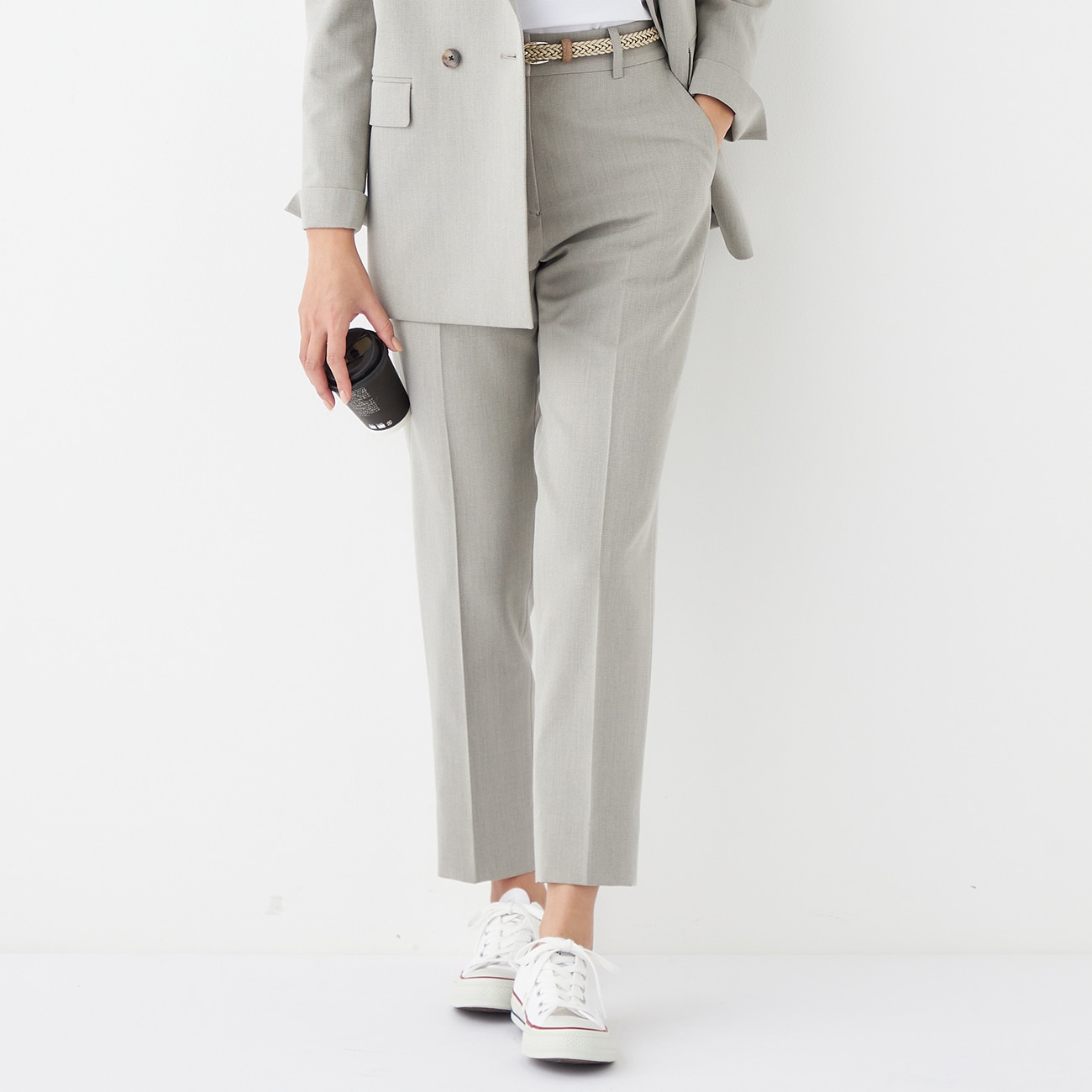 THE THIRD SUITS クロップドパンツ 織柄