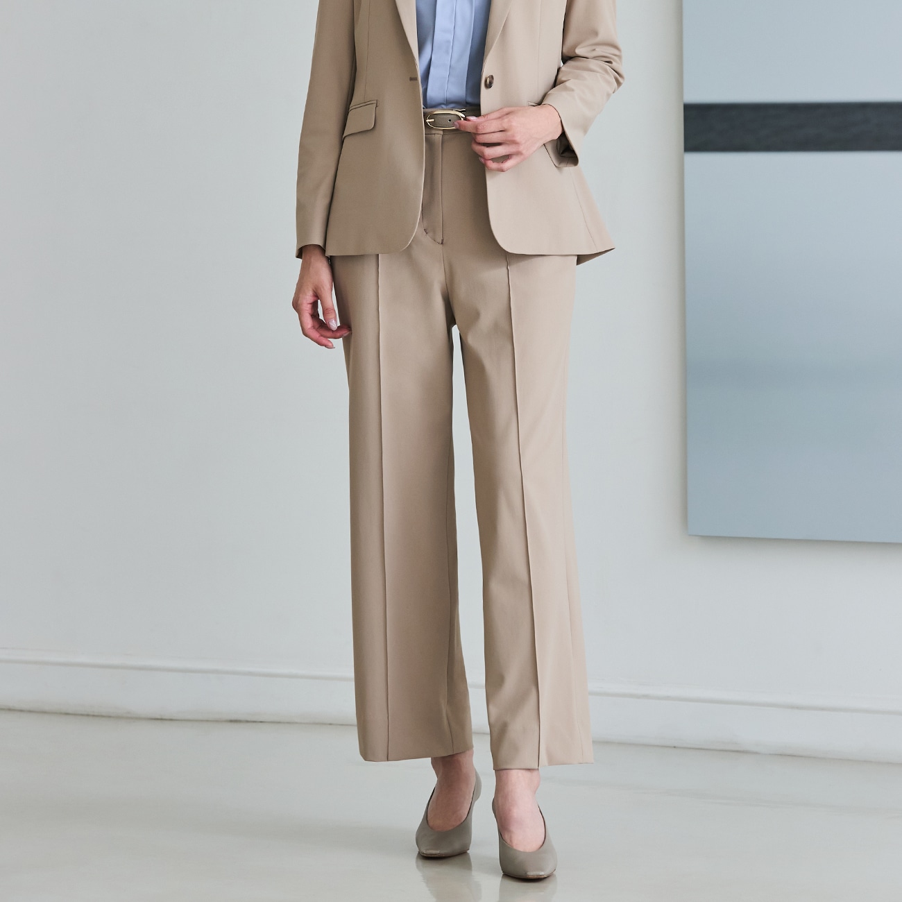 専用ORIHICA THE 3rd SUITS ベージュ ジャケットＬ、パンツM THE THIRD SUITS（BIZSPO）ワイドパンツ BIZSPO|O55_9255761