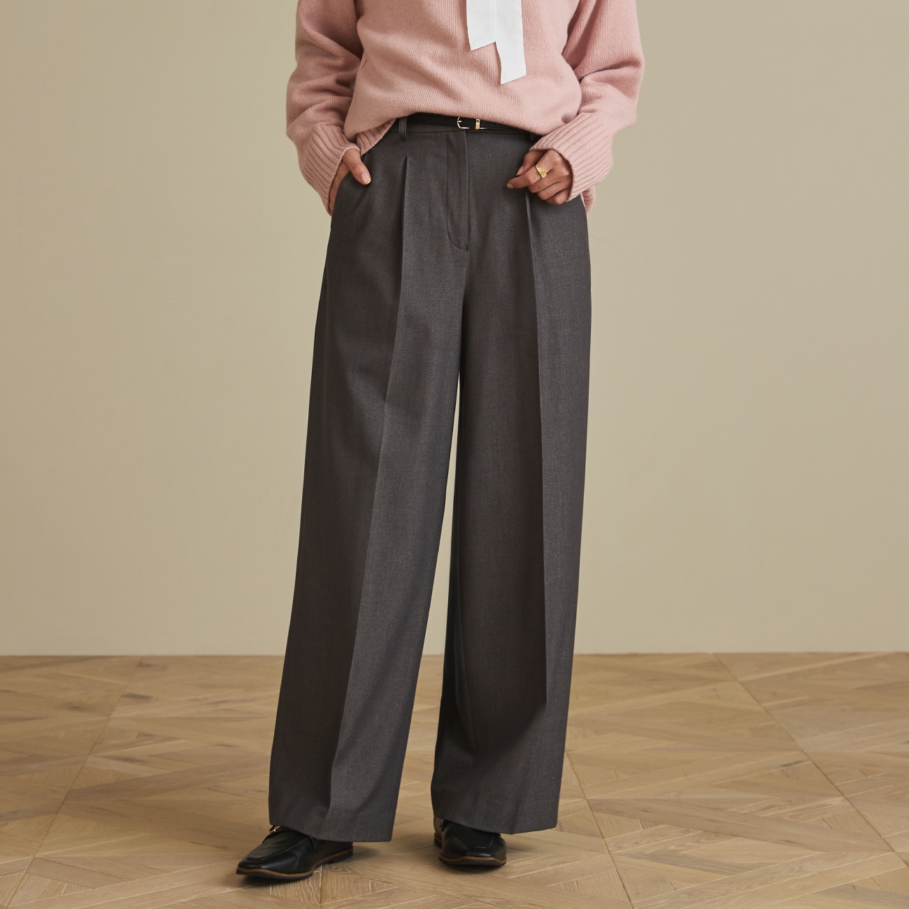 ORIHICAフラミンゴPANTS タックワイド