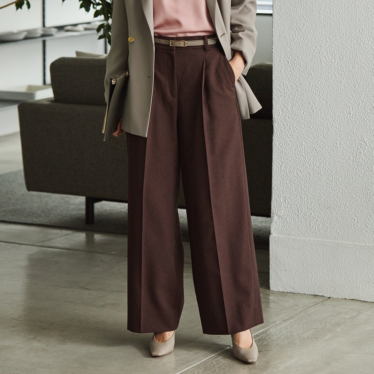 ORIHICAフラミンゴPANTS タックワイド