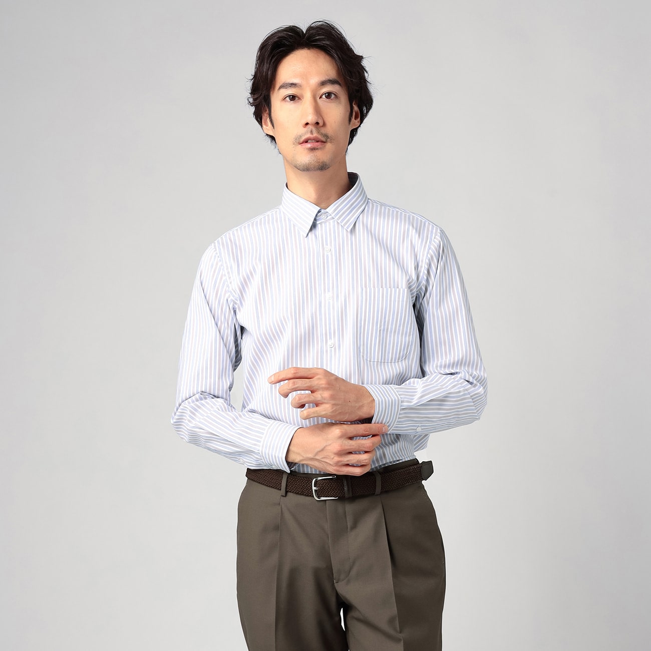 アウトレット]ON・OFF可 形態安定 抗菌防臭 SOLOTEX ブルー マルチ