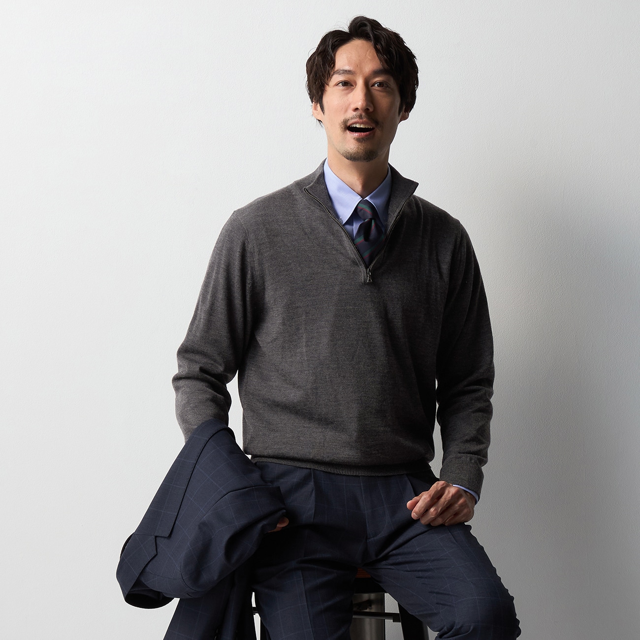 BIZ KNIT ハーフジップモックネック