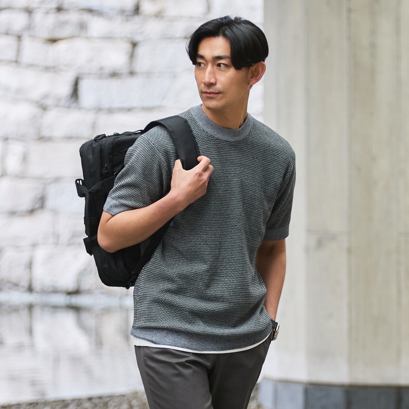 ビズニット（BIZ KNIT） タックボーダー ニットTシャツ