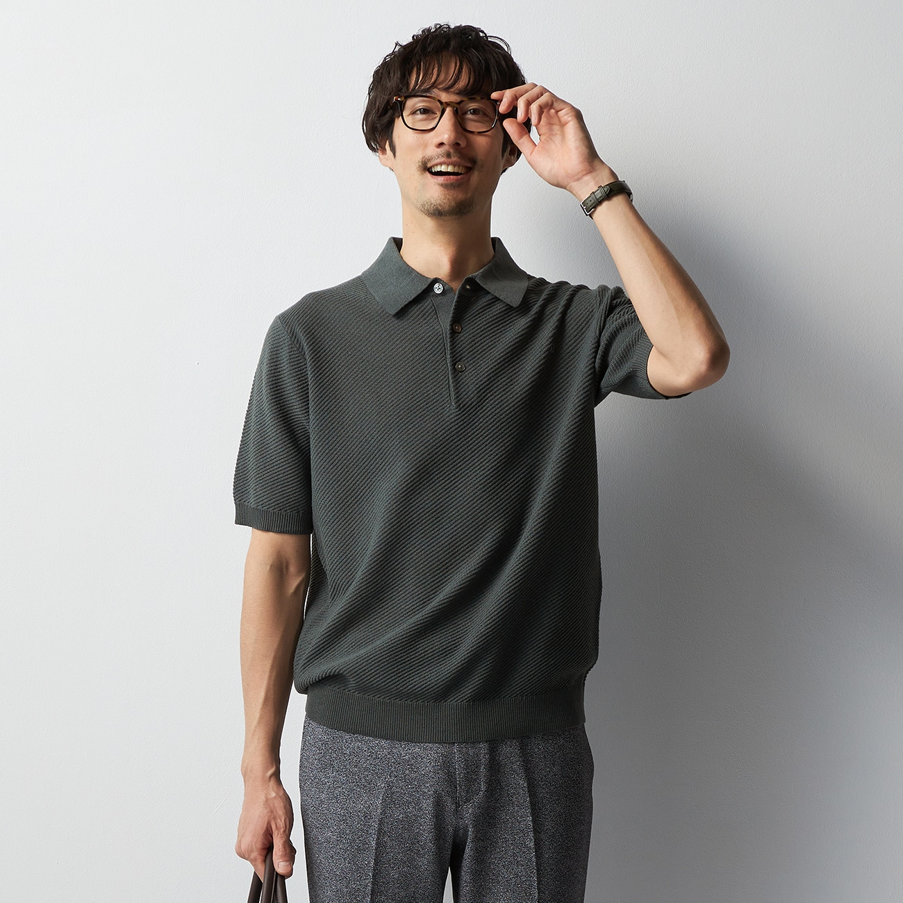 ビズニット（BIZ KNIT） 麻混カルゼ ニットポロ