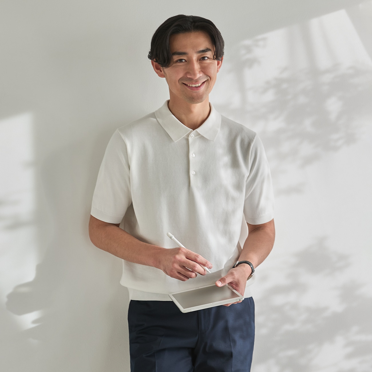 ＜Begin公式WEB 4月掲載アイテム＞ビズニット（BIZ KNIT） プレーティングニットポロ