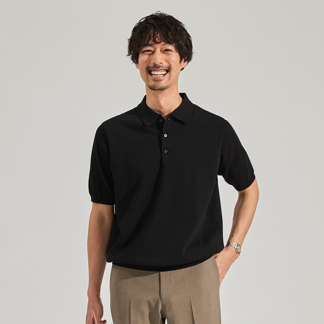 ＜Begin公式WEB 4月掲載アイテム＞ビズニット（BIZ KNIT） プレーティングニットポロ