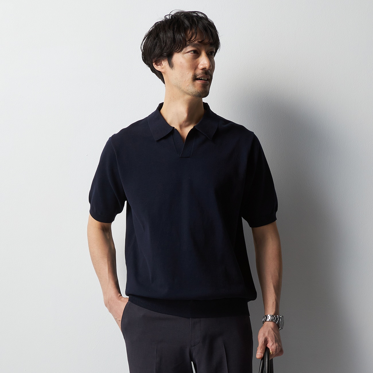 ビズニット（BIZ KNIT） プレーティングスキッパーニットポロ