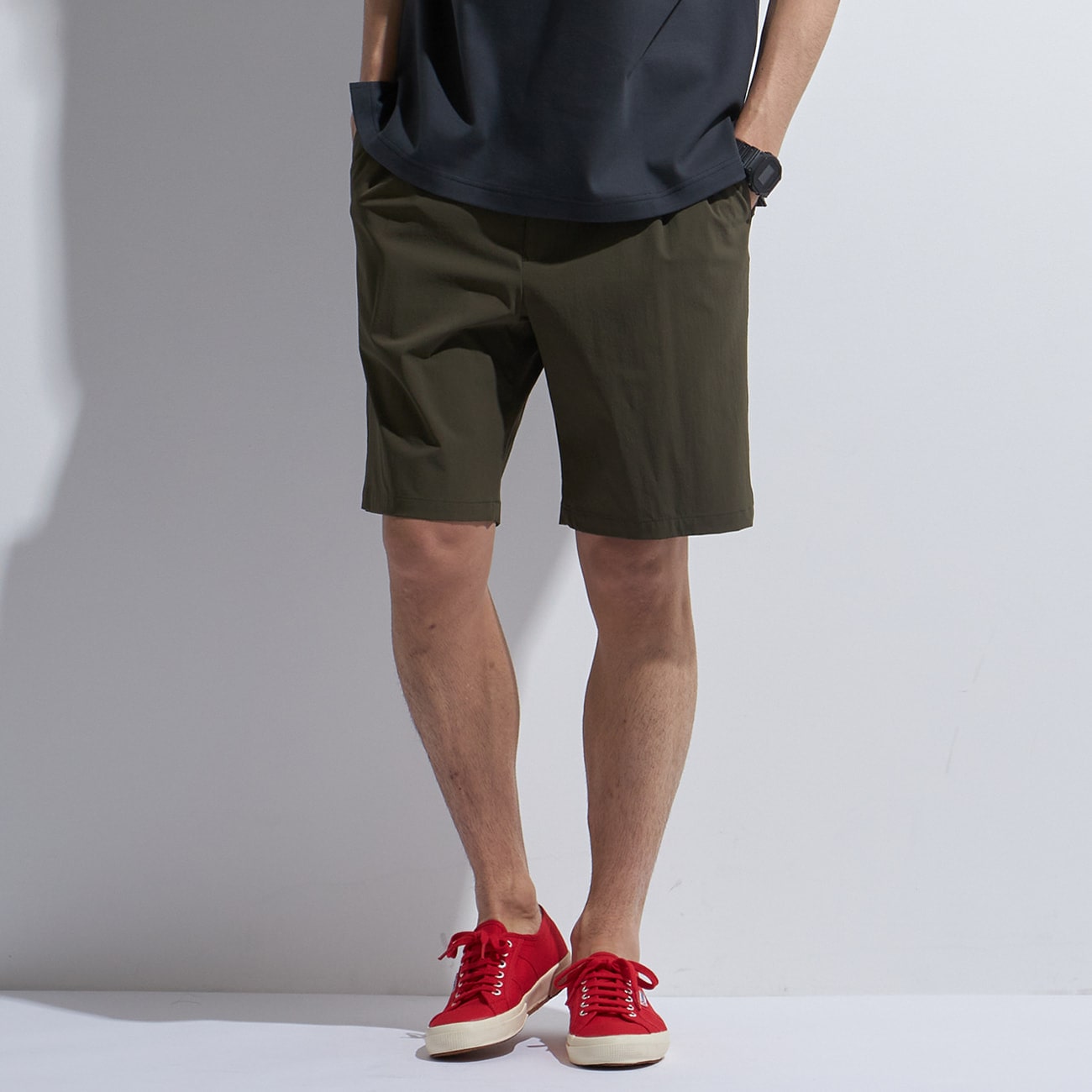 アウトレット]THE SMART ACTIVE PANTS（ハーフパンツ） 単品 カーキ