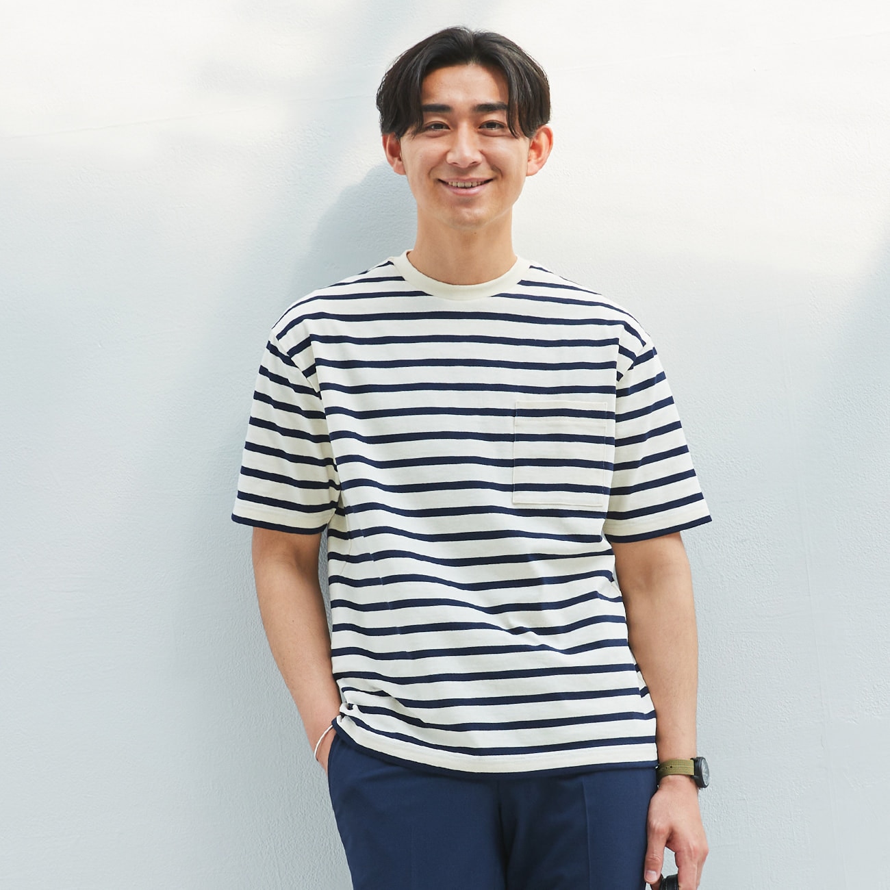 アウトレット]スマートワークTシャツ ボーダー半袖|O68_68SUSM354