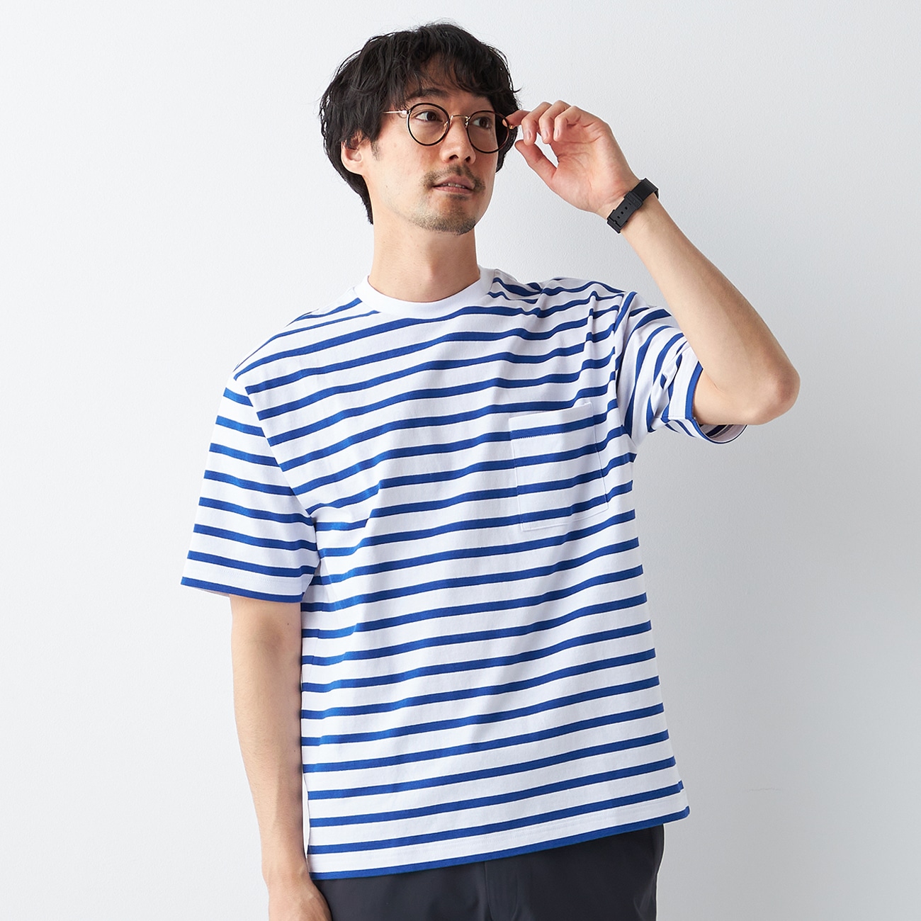 アウトレット]スマートワークTシャツ ボーダー半袖|O68_68SUSM354