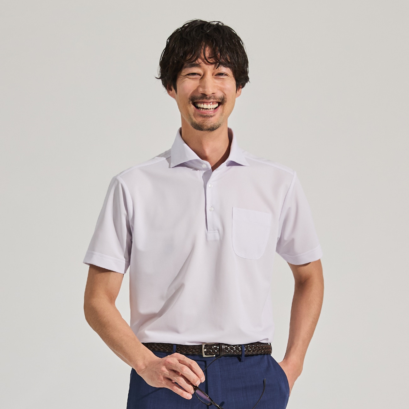 ＜Begin公式WEB 4月掲載アイテム＞ビズポロシャツ カルゼ ワイドカラー プルオーバー