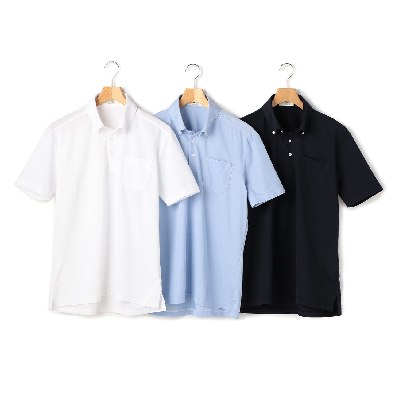 WEB限定】【3枚セット】ボタンダウン プルオーバー半袖ポロシャツ （白・ブルー・紺）|O68_ECBP3SET1S - ORIHICA 公式通販