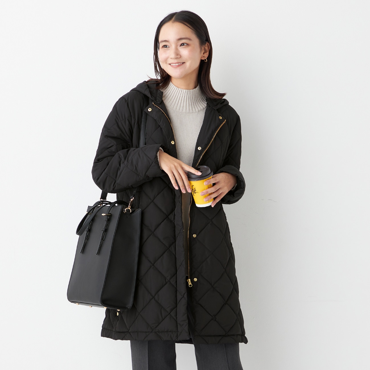 CITY TAILOREDコート フード付きキルティング