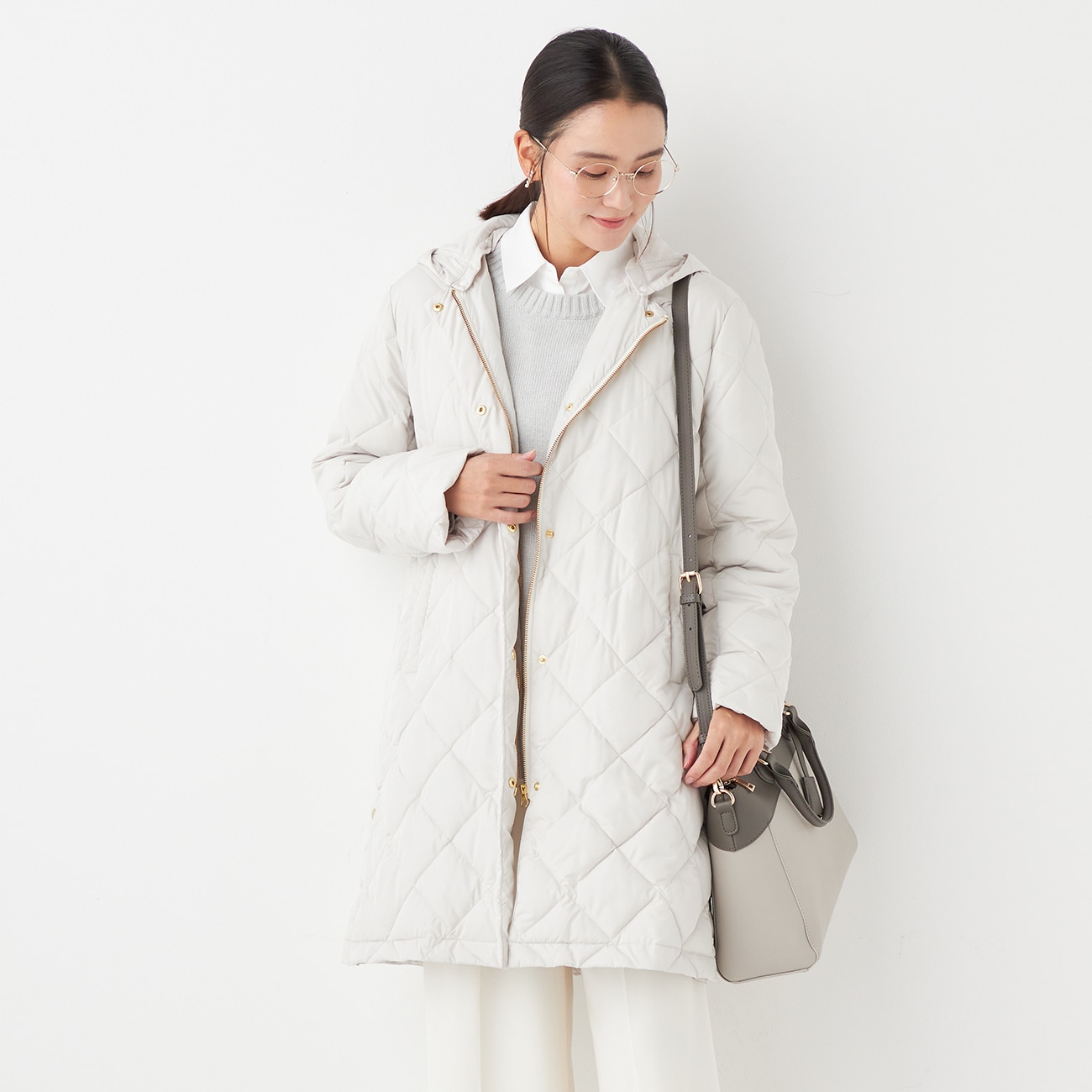 CITY TAILOREDコート フード付きキルティング