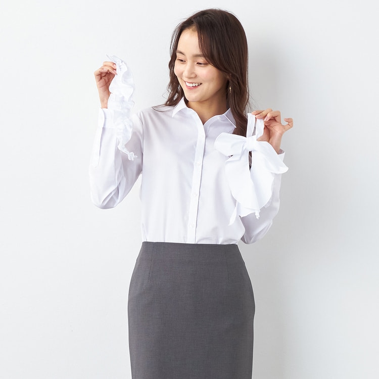 WEB限定サイズ展開あり】3WAYシャツ 白 レギュラー 長袖