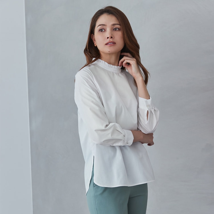 [Web limited colors available] Stan frill over blouse White