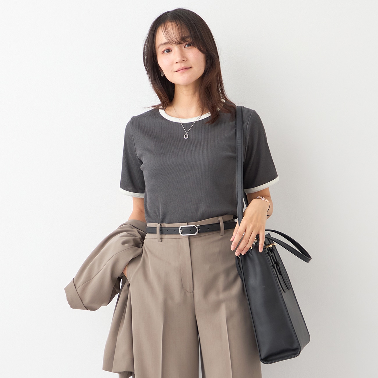 ＜CLASSY.ONLINE4月掲載アイテム＞ORIHICA美ラクるカットソー 配色リブ