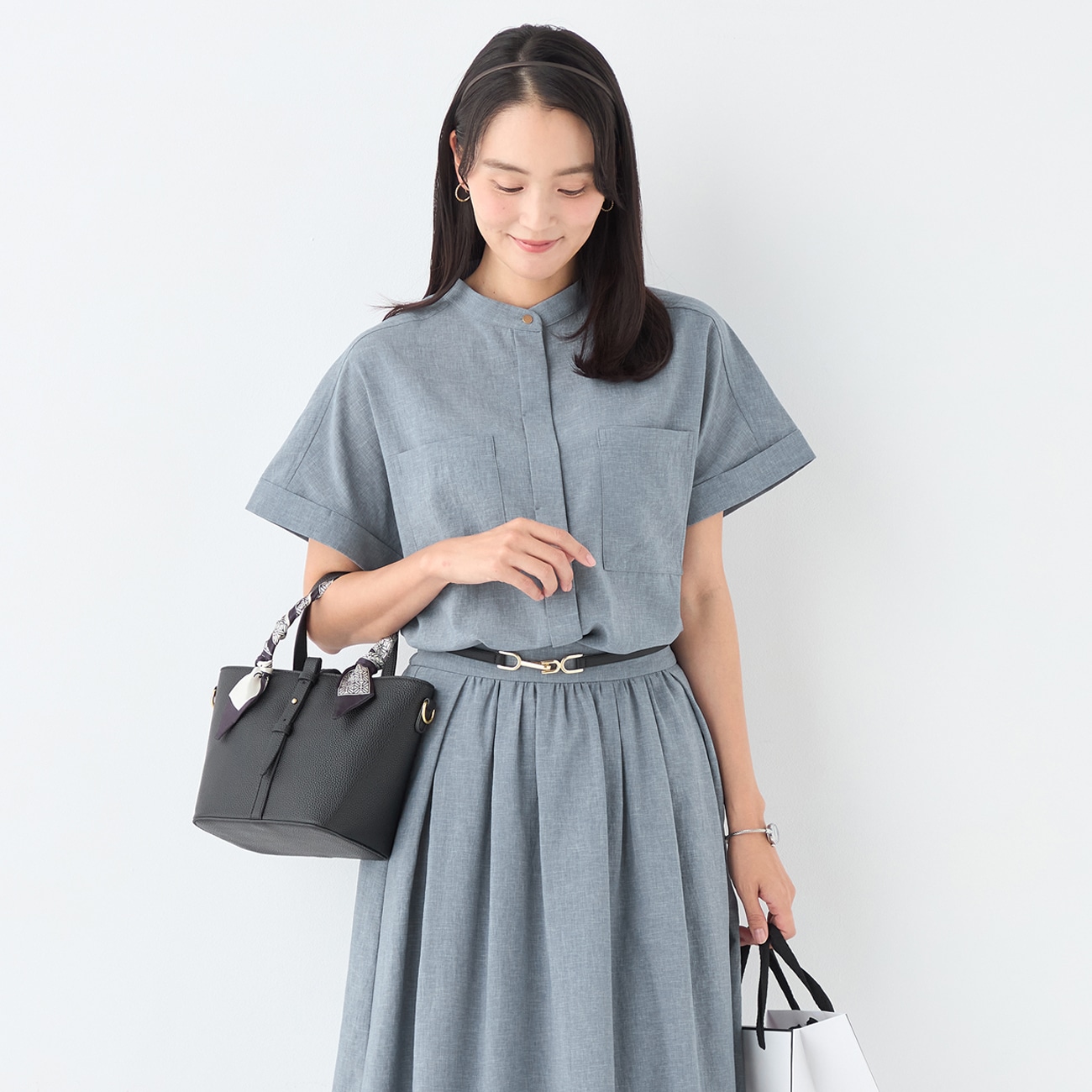 ＜CLASSY.ONLINE4月掲載アイテム＞ORIHICA美ラクるブラウス 胸ポケ付きスタンドカラー