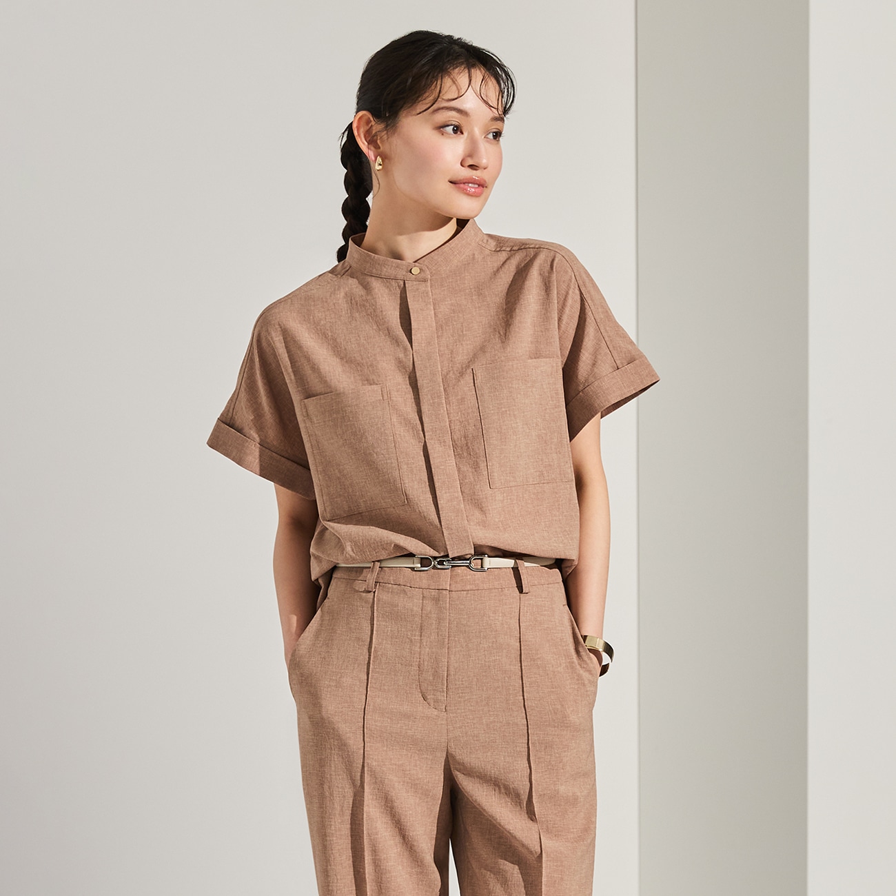 ＜CLASSY.ONLINE4月掲載アイテム＞ORIHICA美ラクるブラウス 胸ポケ付きスタンドカラー