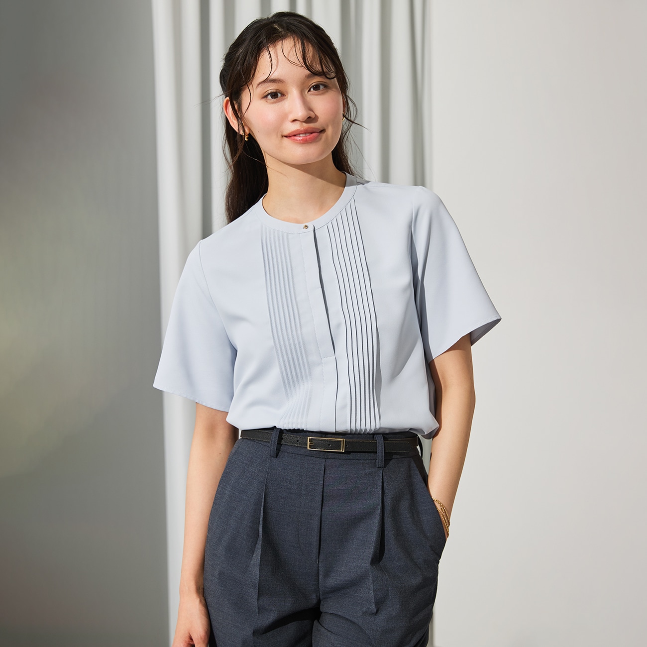 ＜CLASSY.ONLINE4月掲載アイテム＞《防透け・UVカット》ORIHICA美ラクるブラウス VEIL ピンタック