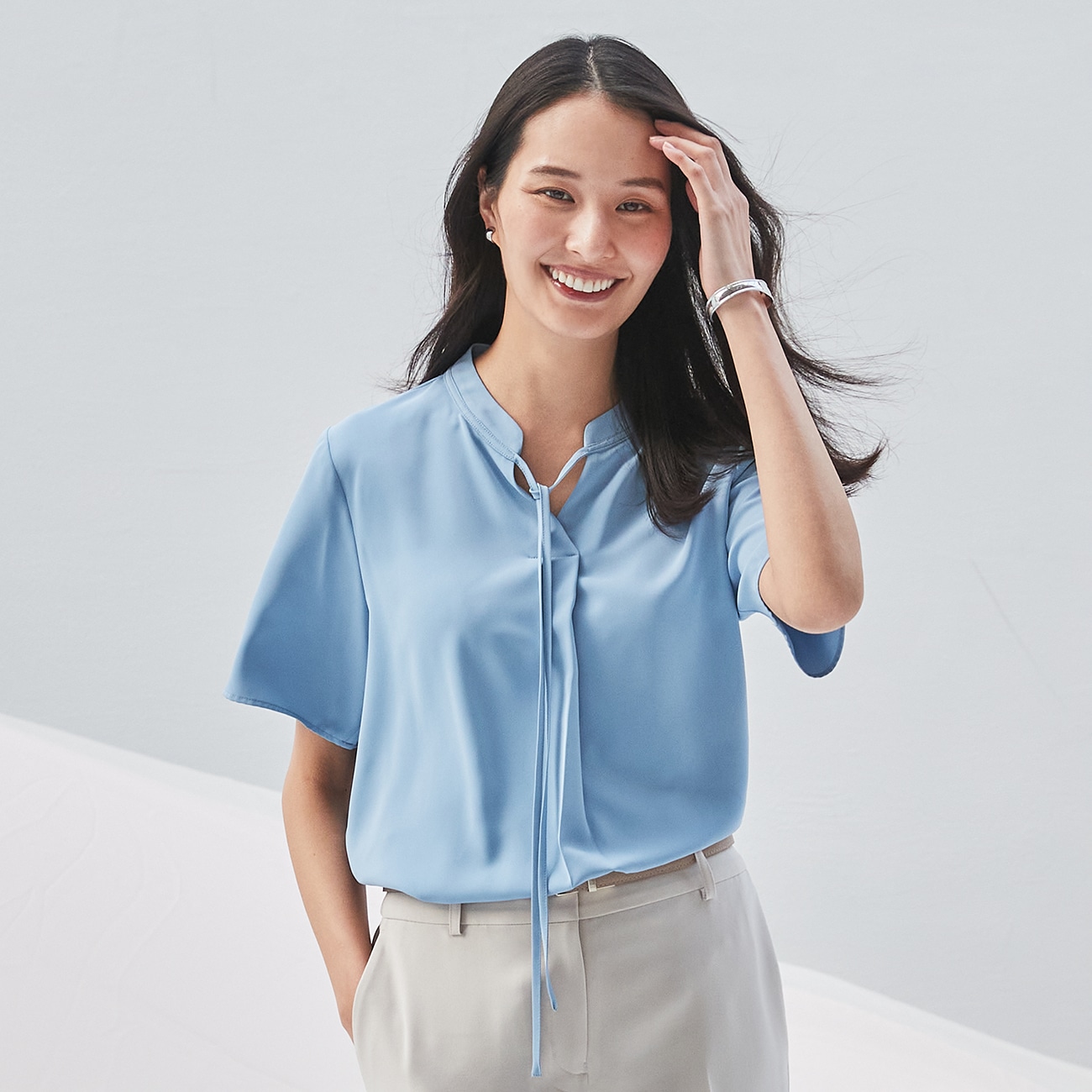 七里 荻窪 半袖 シャツ 美品】荻窪 七里 Shichiri 半袖ブラウス