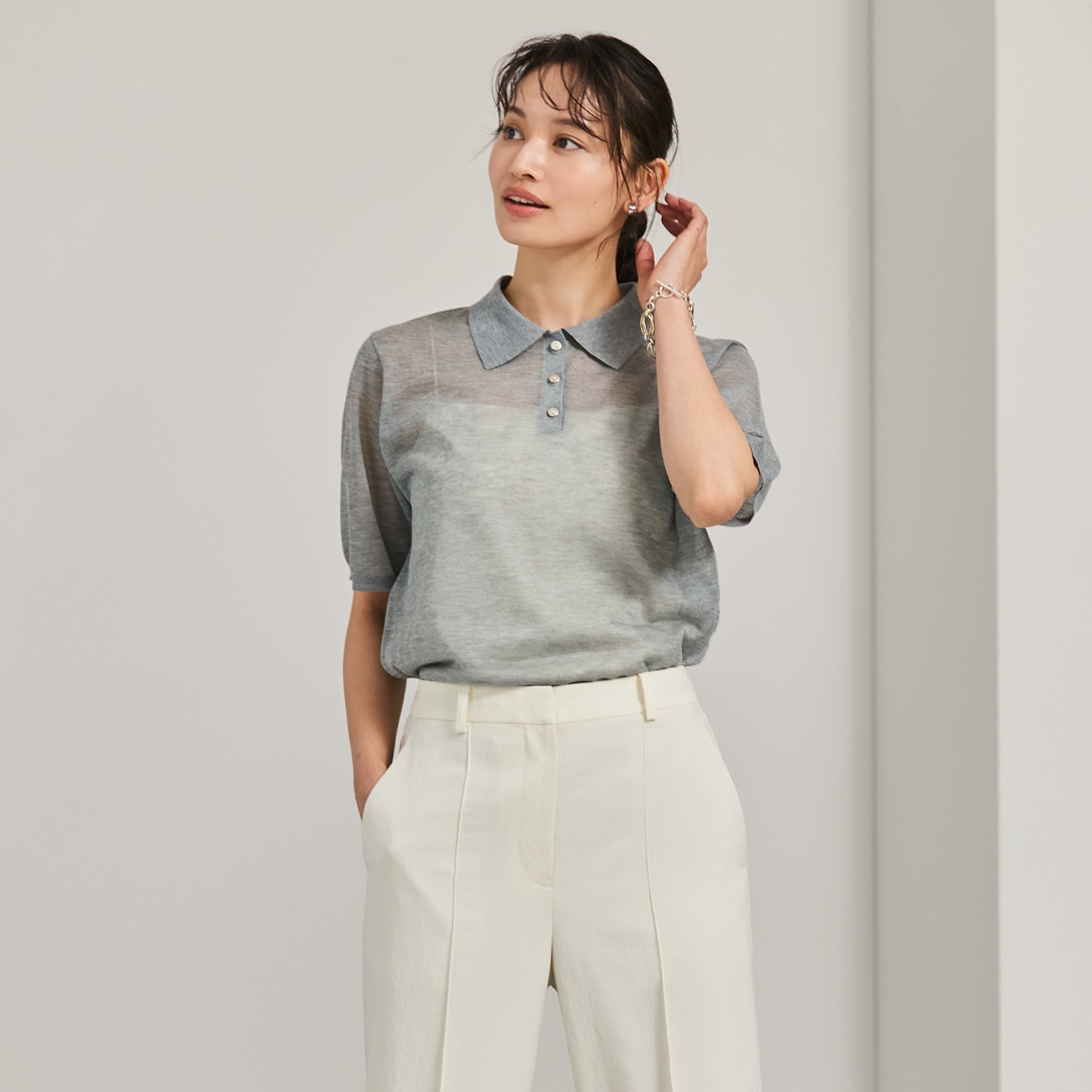 ＜CLASSY.ONLINE4月掲載アイテム＞ORIHICA美ラクるニットCOMFY シアーラメニットポロ
