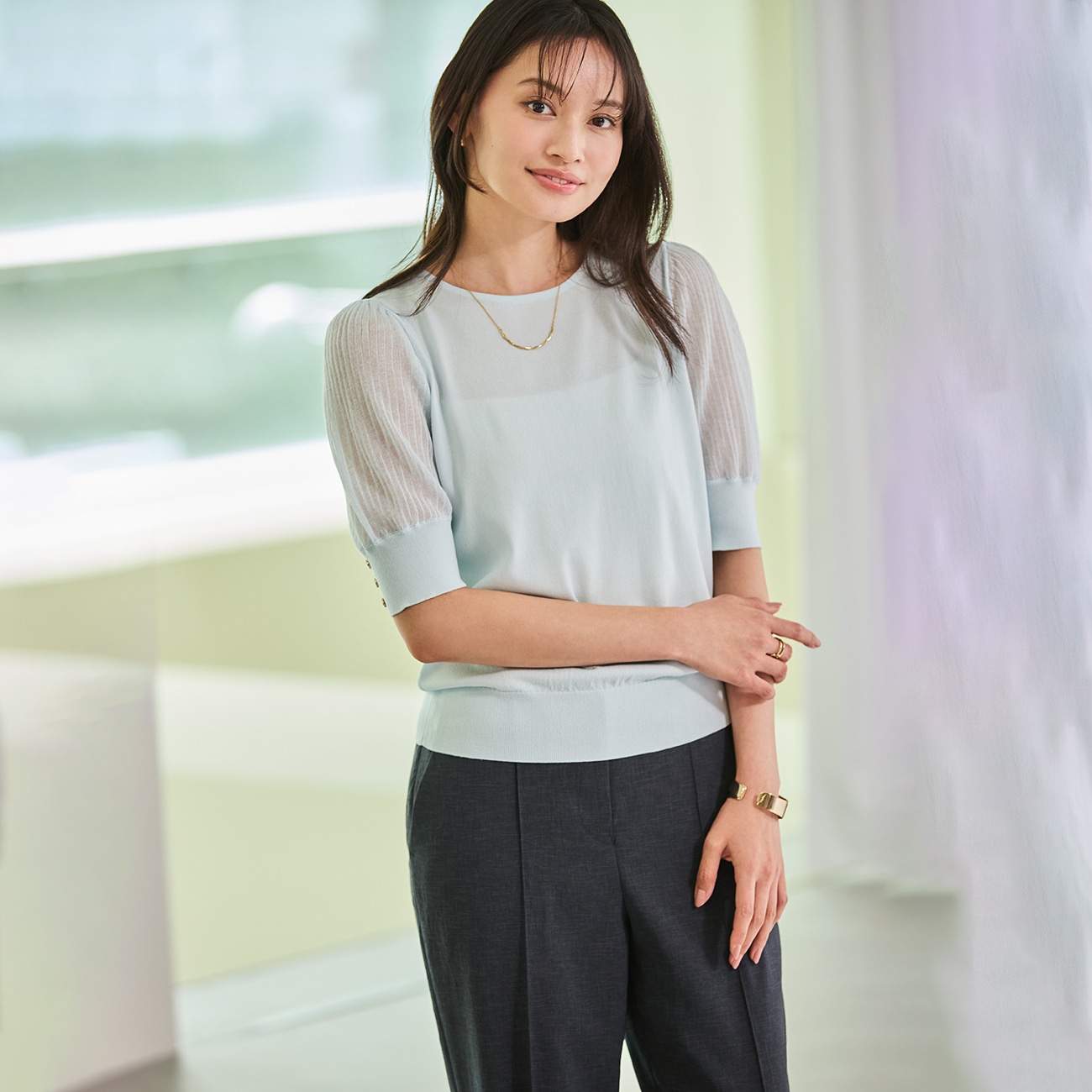 ＜CLASSY.ONLINE4月掲載アイテム＞ORIHICA美ラクるニットCOMFY シアースリーブプルオーバー