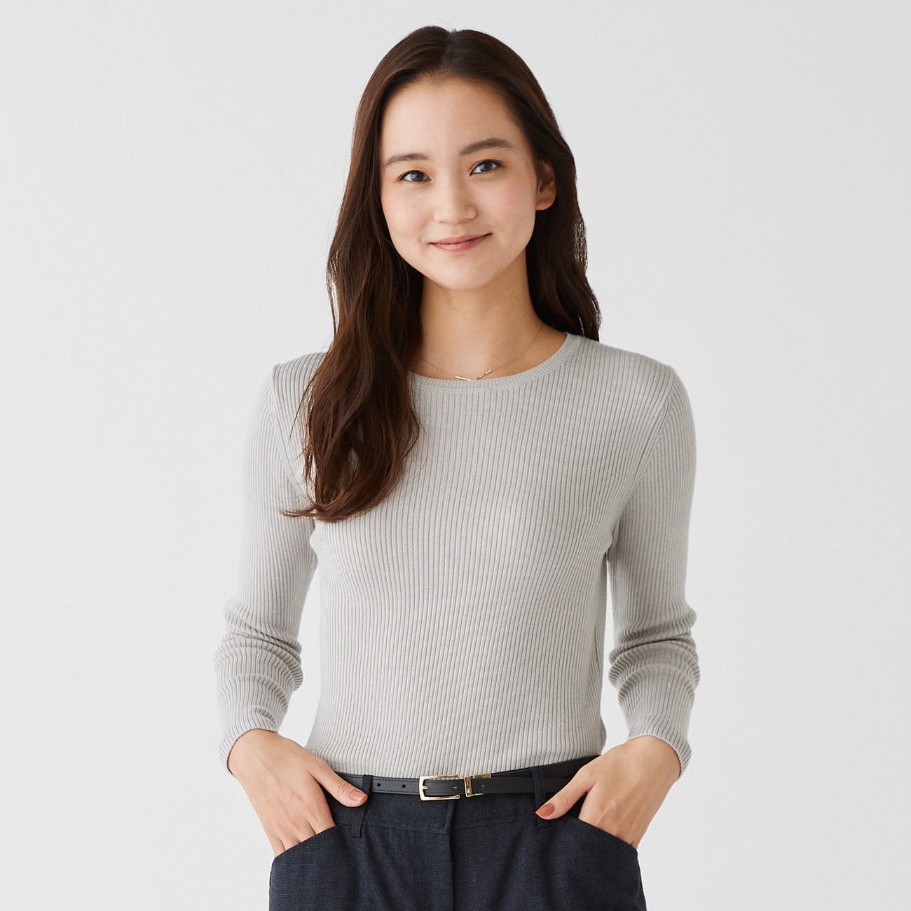 アウトレット 洗える ほんのりラメ入り リブクルーネックニット O79 Tn76a01 Orihica 公式通販