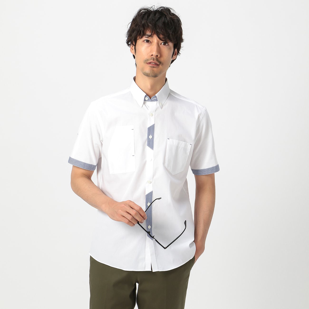 アウトレット Orihica Designed In England Baltic Shirt 半袖白別生地前立て切替シャツ O90 21s H002 Orihica 公式通販